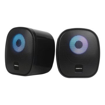 USB Zvočniki z RGB osvetlitev 2x3W/5V črna