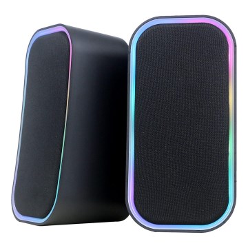USB Zvočniki z RGB osvetlitev 2x3W/5V črna