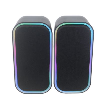 USB Zvočniki z RGB osvetlitev 2x3W/5V črna
