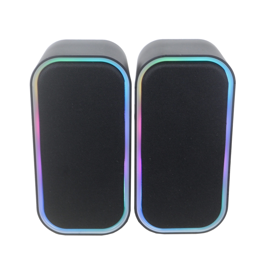 USB Zvočniki z RGB osvetlitev 2x3W/5V črna