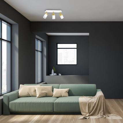 Usmerjeno stropno svetilo JOKER 3xGU10/25W/230V belo/zlato