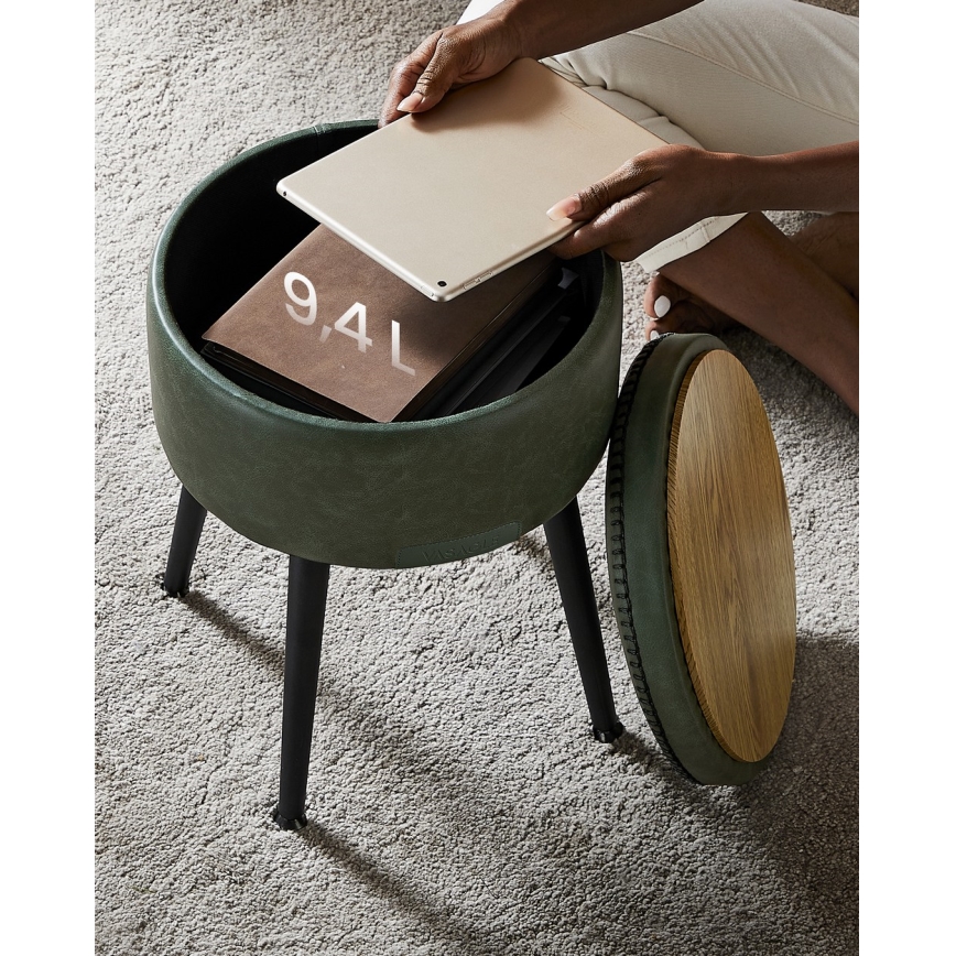 Usnjen tabure CORE, zelen