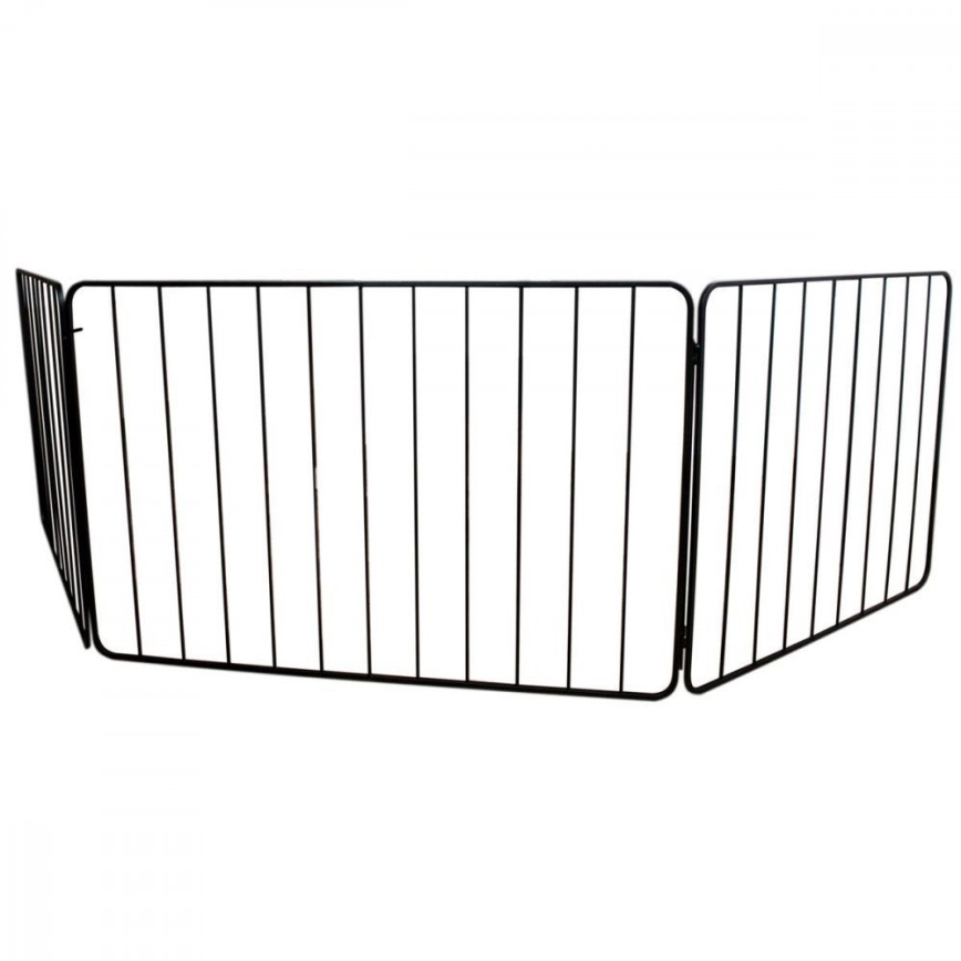 Varnostna pregrada za kamin 74x280 cm črna