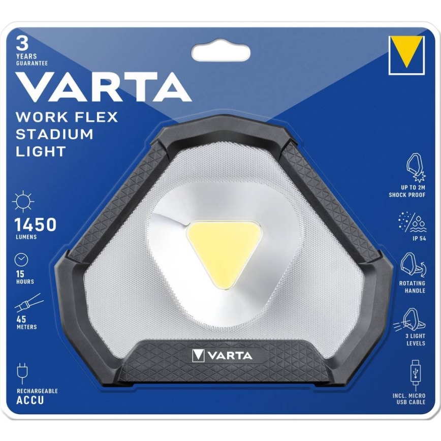 Varta 18647101401 - LED Prenosna svetilka WORK FLEX LED/12W/5V 5200 mAh IP54