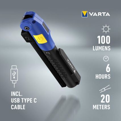 Varta 18649101401 - LED Polnilna baterijska svetilka WORK FLEX F20R LED/5V IP54