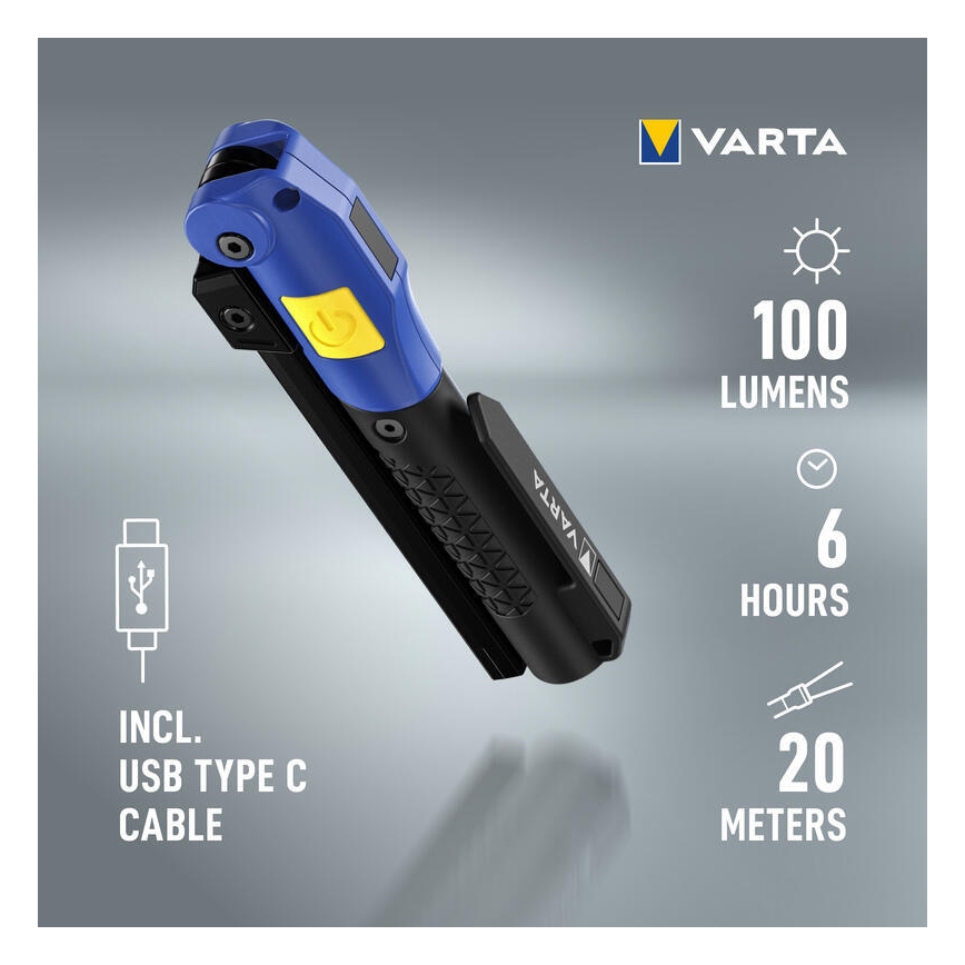 Varta 18649101401 - LED Polnilna baterijska svetilka WORK FLEX F20R LED/5V IP54