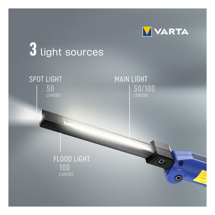 Varta 18649101401 - LED Polnilna baterijska svetilka WORK FLEX F20R LED/5V IP54