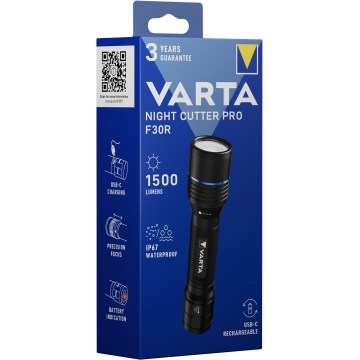 Varta 18921101111 - LED Polnilna baterijska svetilka NIGHT CUTTER PRO F30R LED/USB IP67
