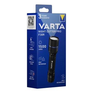 Varta 18921101111 - Polnilna LED svetilka NIGHT CUTTER PRO F30R LED/USB IP67 2600 mAh