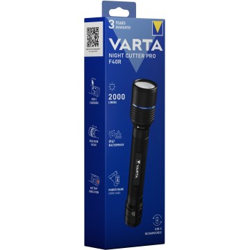 Varta 18922101111 - LED Polnilna baterijska svetilka s power bankom NIGHT CUTTER PRO F40R LED/USB IP67