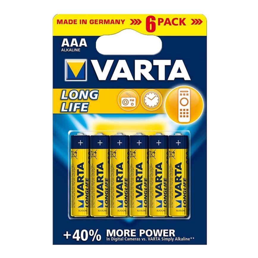 Varta 4103 - 6 kom Alkalne baterije LONGLIFE EXTRA AAA 1,5V