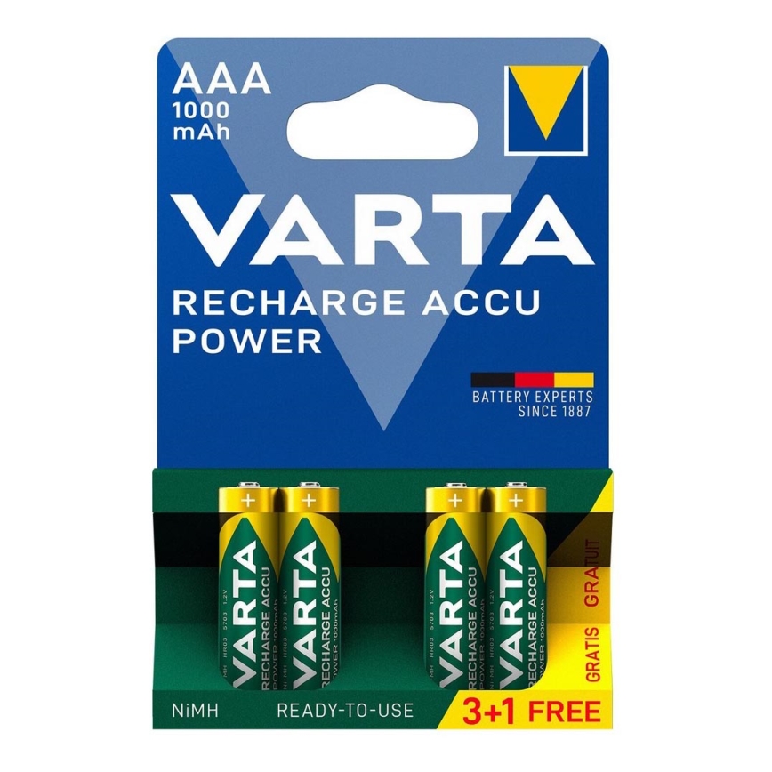 Varta 5703301494 - 3+1 kom. Akumulatorske baterije ACCU AAA Ni-MH/1000mAh/1,2V