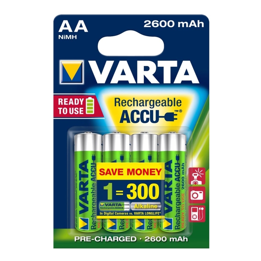 Varta 5716 - 4 kom Polnilna baterija ACCU AA NiMH/2600mAh/1,2V