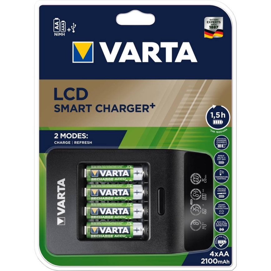 VARTA 57684 - LCD Pametni polnilnik 4xAA/AAA polnjenje 1,5h