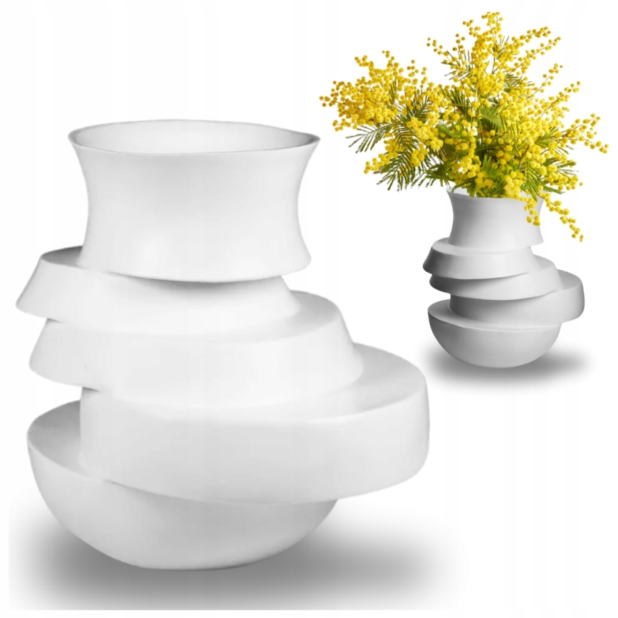 Vaza 38x33x36 cm smola/bela