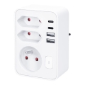 Večvtičnica 1x16A+2x 2,5A z 2xUSB A+C polnilcem bela