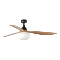 Ventilator de tavan FARO 34360WT-11L - OUTWOOD L 1xE27/15W/230V maro/negru Ø150 cm Wi-Fi Tuya IP44 + telecomandă