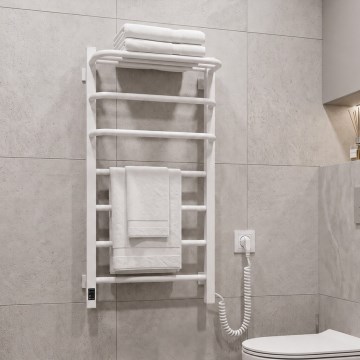 Vertaduro - Električni grelec za brisače z termostatom DOR 155W/230V 80x48 cm IP44 bela desna