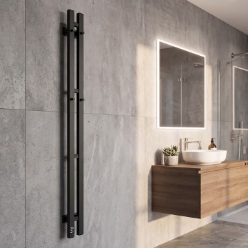 Vertaduro - Električni sušilnik za brisače z termostatom VEO 70W/230V 120x9 cm IP44, črn, za desno stran