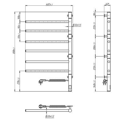 Vertaduro - Električni vrteči se sušilnik za brisače s termostatom ARA 105W/230V 82x49 cm IP44 črna