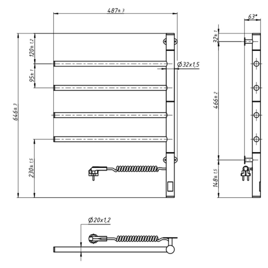 Vertaduro - Električni vrtljiv sušilnik za brisače s termostatom ARA 60W/230V 65x49 cm IP44 črna