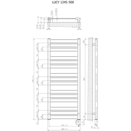 Vertaduro - Kopalniški radiator LUCY s termostatom 600 W, 125 x 50 cm, bel
