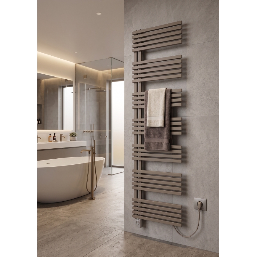 Vertaduro - Kopalniški radiator MICHELLE z termostatom, 900 W, 177 x 50 cm, taupe