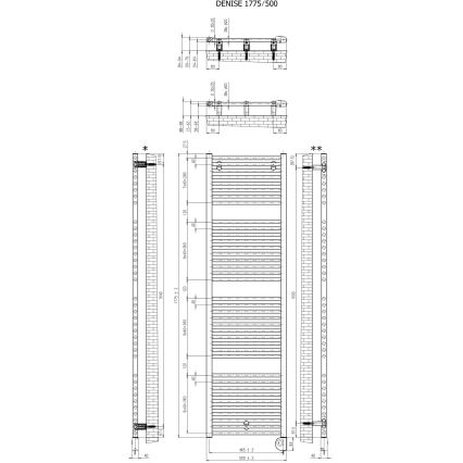 Vertaduro - Kopalniški radiator s termostatom DENISE 800W 178x50 cm taupe