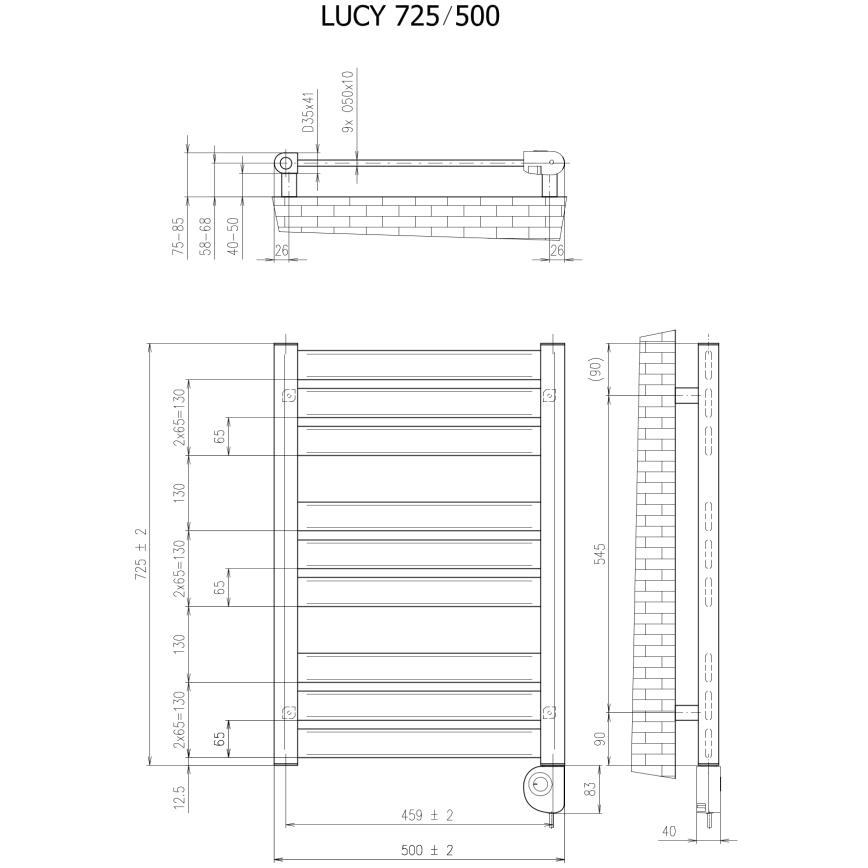 Vertaduro - Kopalniški radiator s termostatom LUCY 400W 73x50 cm bela