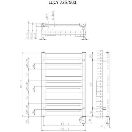 Vertaduro - Kopalniški radiator s termostatom LUCY 400W 73x50 cm črn