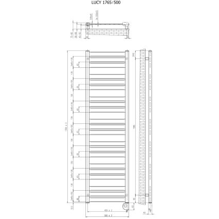 Vertaduro - Kopalniški radiator s termostatom LUCY 800W 177x50 cm taupe