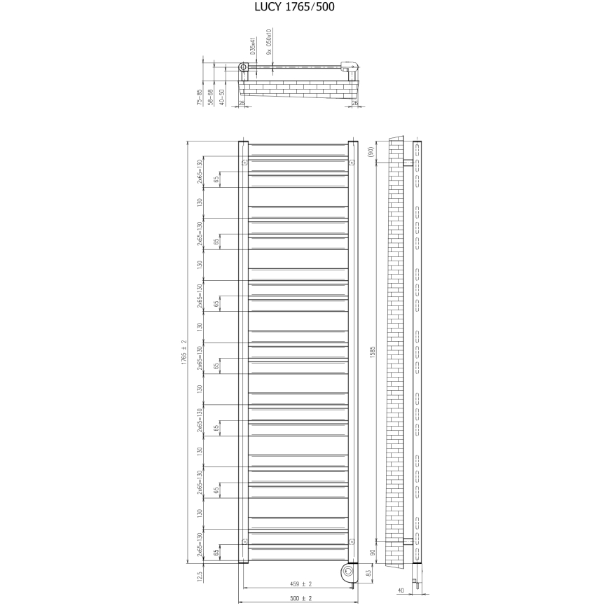 Vertaduro - Kopalniški radiator s termostatom LUCY 800W 177x50 cm taupe