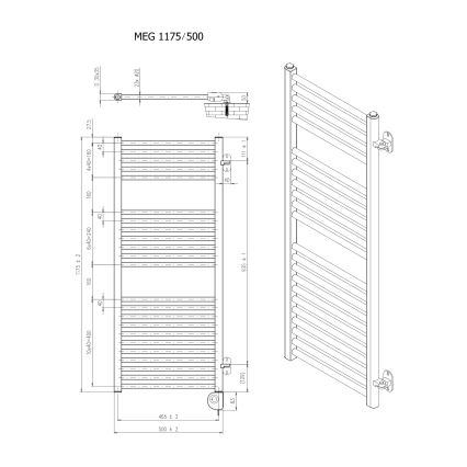 Vertaduro - Kopalniški radiator s termostatom MEG 600W 118x50 cm črna