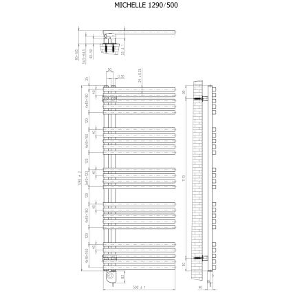 Vertaduro - Kopalniški radiator s termostatom MICHELLE 600W 129x50 cm antracit