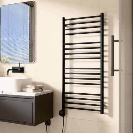 Vertaduro - Kopalniški radiator s termostatom SIMONE 400W 114x50 cm črna