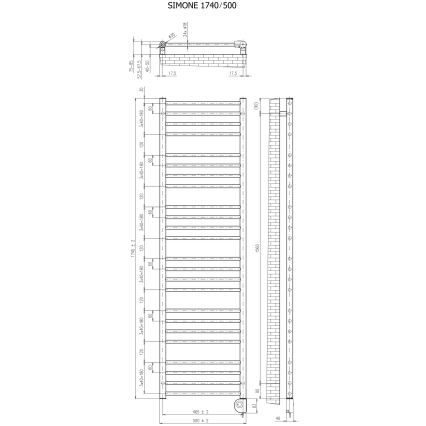 Vertaduro - Kopalniški radiator s termostatom SIMONE 600W 174x50 cm bel