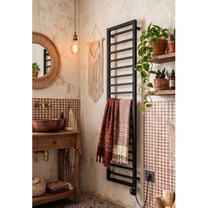 Vertaduro - kopalniški radiator z termostatom ADEL, 600 W, 172 x 50 cm, črna