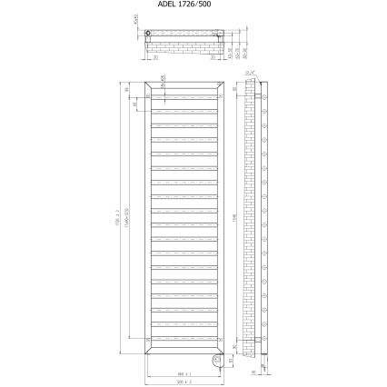 Vertaduro - Kopalniški radiator z termostatom ADEL 600W 172x50 cm taupe