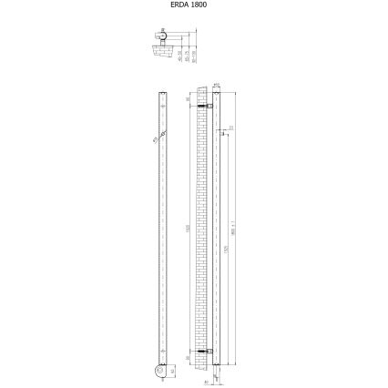Vertaduro - Kopalniški radiator z termostatom ERDA 400W 180x5 cm antracit