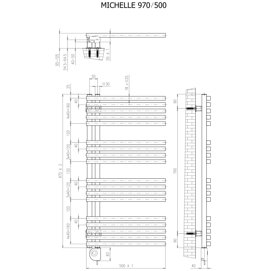 Vertaduro - Kopalniški radiator z termostatom MICHELLE 600W 97x50 cm antracit