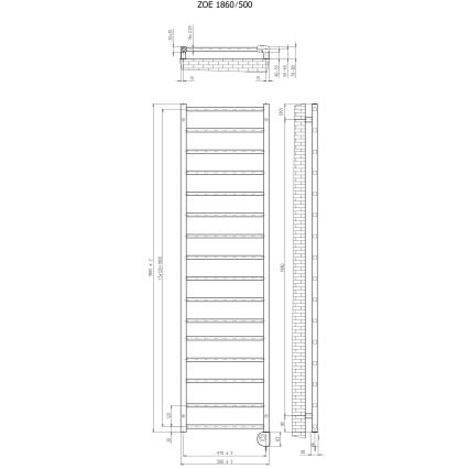 Vertaduro - Kopalniški radiator z termostatom ZOE 400W 186x50 cm antracit