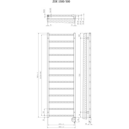 Vertaduro - kopalniški radiator ZOE s termostatom 400W 150x50 cm taupe