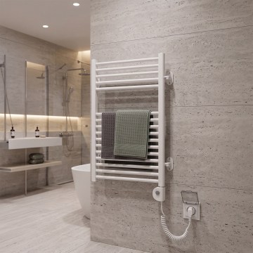 Vertaduro - Kopalniški vrtljiv radiator s termostatom MEG 400W 78x50 cm bela