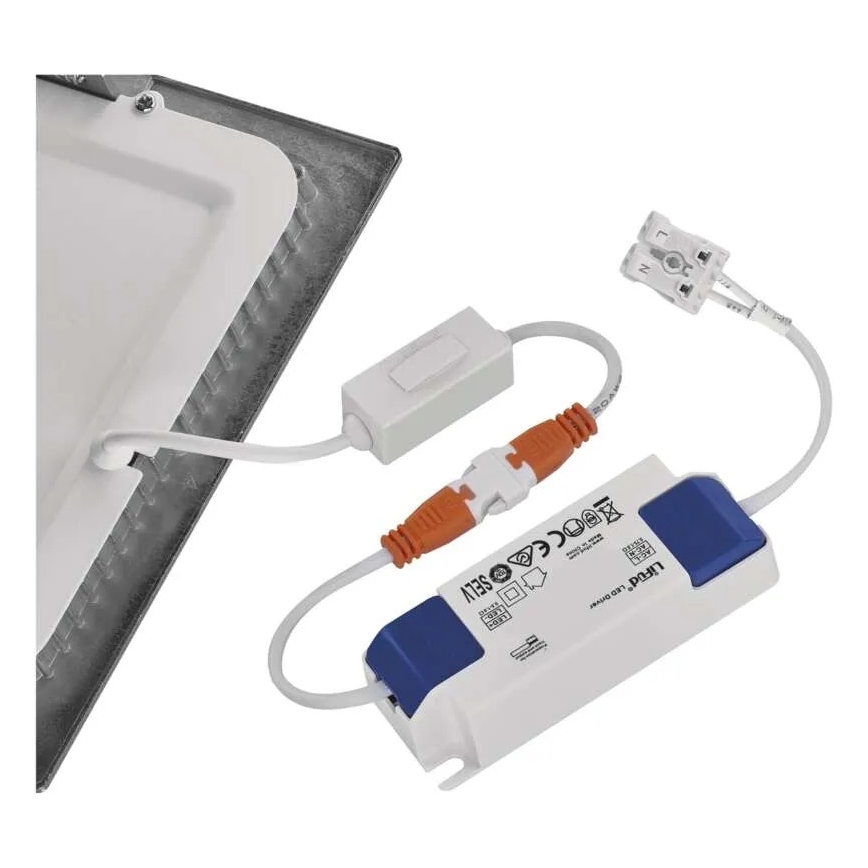 Vgradna stropna LED svetilka NEXXO LED/18W/230V 3000/3500/4000K srebrna 22,5x22,5 cm