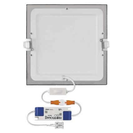 Vgradna stropna LED svetilka NEXXO LED/18W/230V 3000/3500/4000K srebrna 22,5x22,5 cm