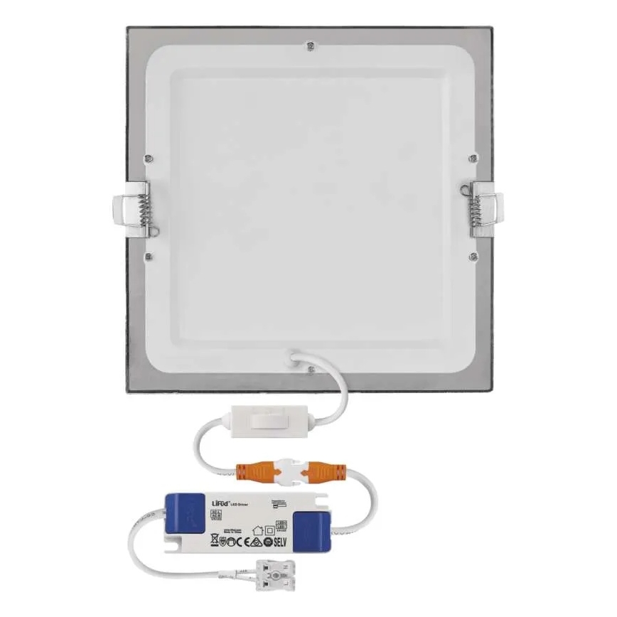 Vgradna stropna LED svetilka NEXXO LED/18W/230V 3000/3500/4000K srebrna 22,5x22,5 cm