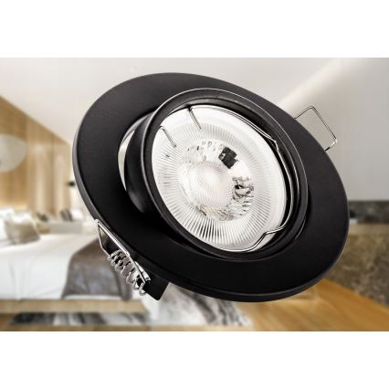 Vgradna stropna svetilka 1xGU10/MR16/10W/230V premer 9 cm črna