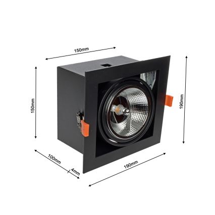 Vgradna svetilka PLAZA AR111 1xGU10/12W/230V črna