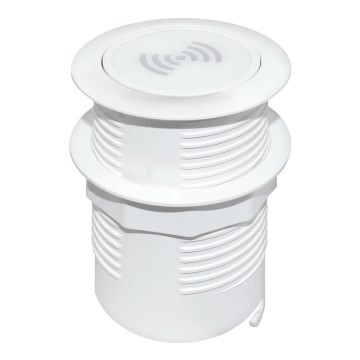 Vgradni brezžični polnilec + USB A+C bela