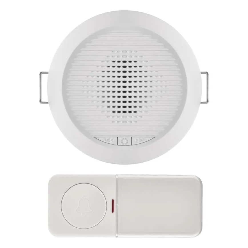 Vgradni brezžični zvonec 230V + 1xCR2032, bel